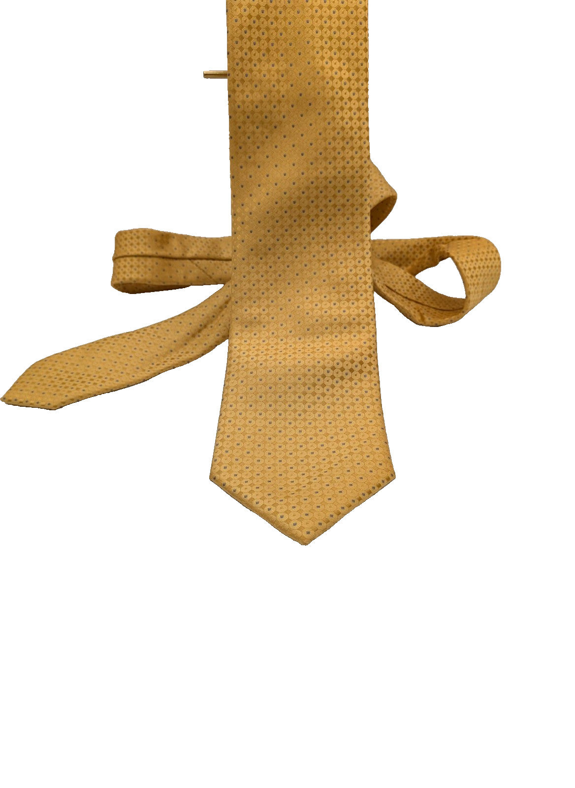 Cravatte Cravatta Uomo Oro Senape Fantasi Geometrica Elegante Made Italy vintage