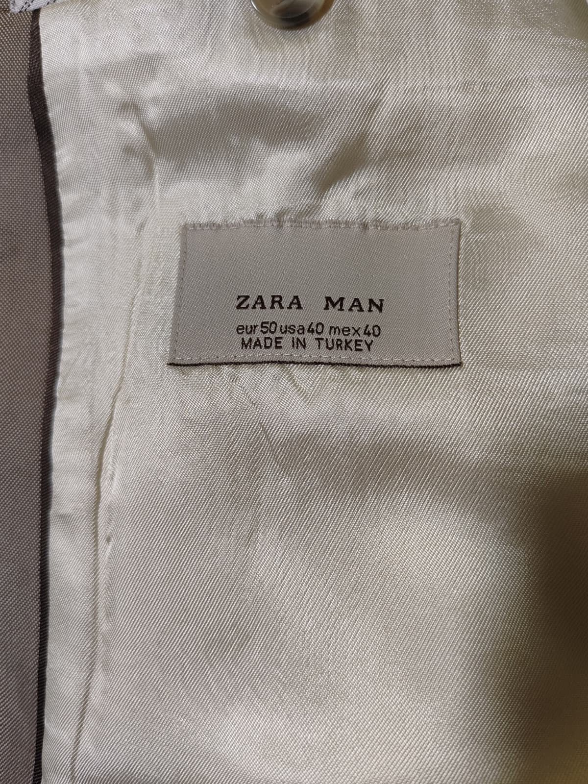 Abito Uomo ZARA MAN Slim Fit Tortora Beige Taglia 50 Giacca e Pantalone Elegante