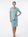 Tailleur Vintage Donna Azzurro Acqua Viscosa 100% Completo Gonna Giacca Italy 44