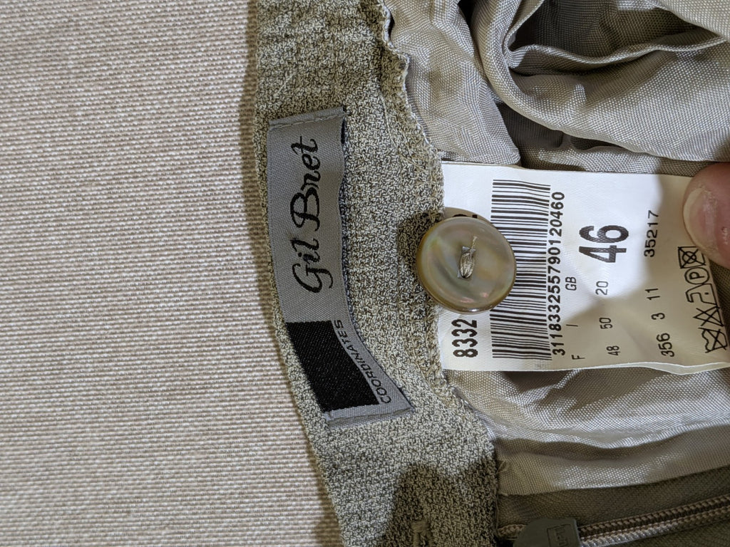 Tailleur Vintage GIL BRET Lana Viscosa Grigio Completo Giacca Gonna Donna Tg 46