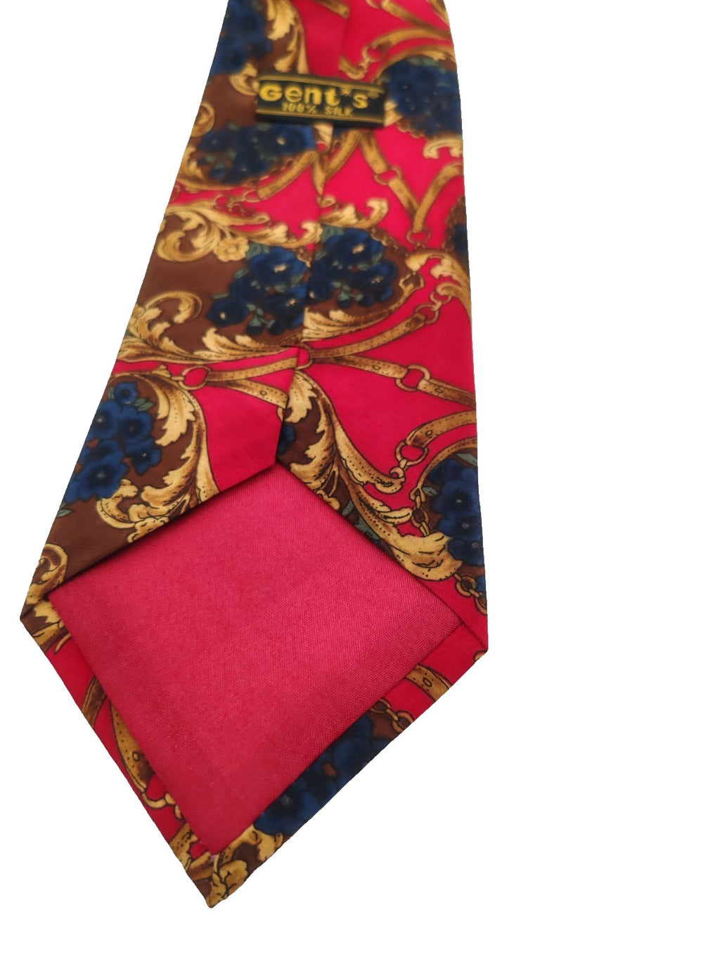 Cravatta GENT'S 100% Seta Vintage Made in Italy Rossa Oro Barocca Cerimonie