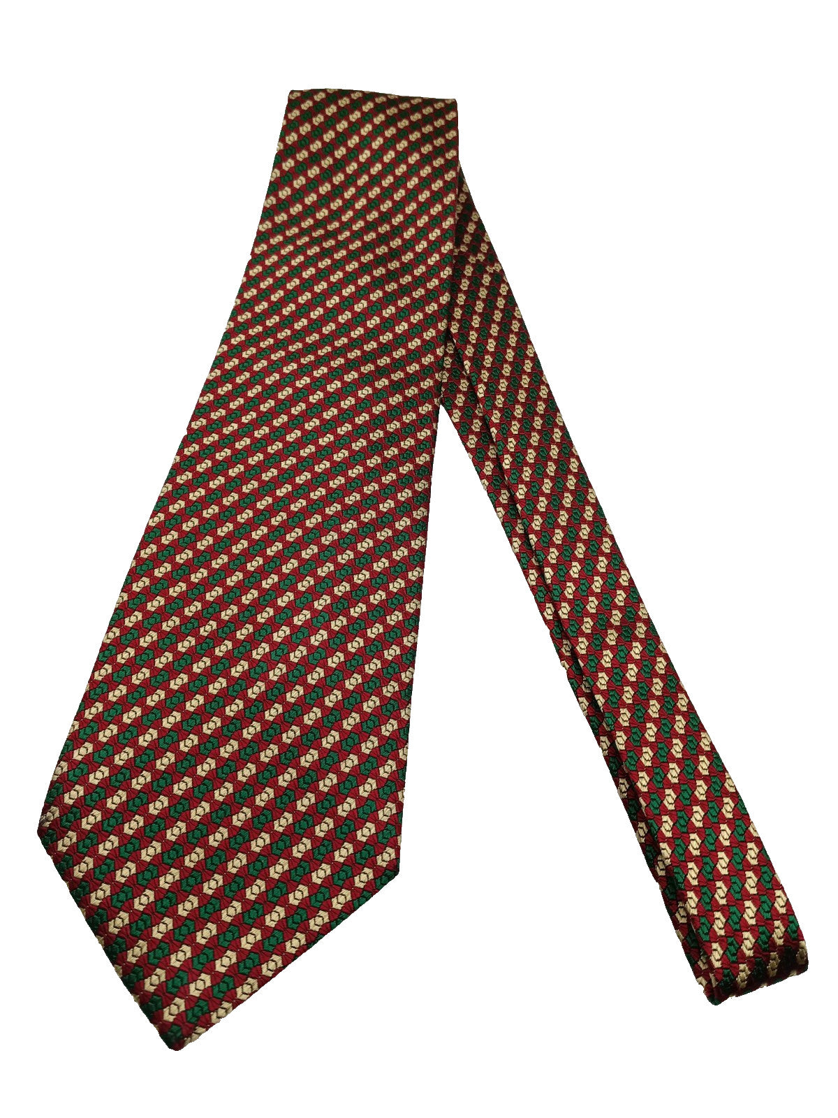 Cravatta ST. George Milano 100% Seta Geometrica Rosso Verde Oro Made in Italy 9c