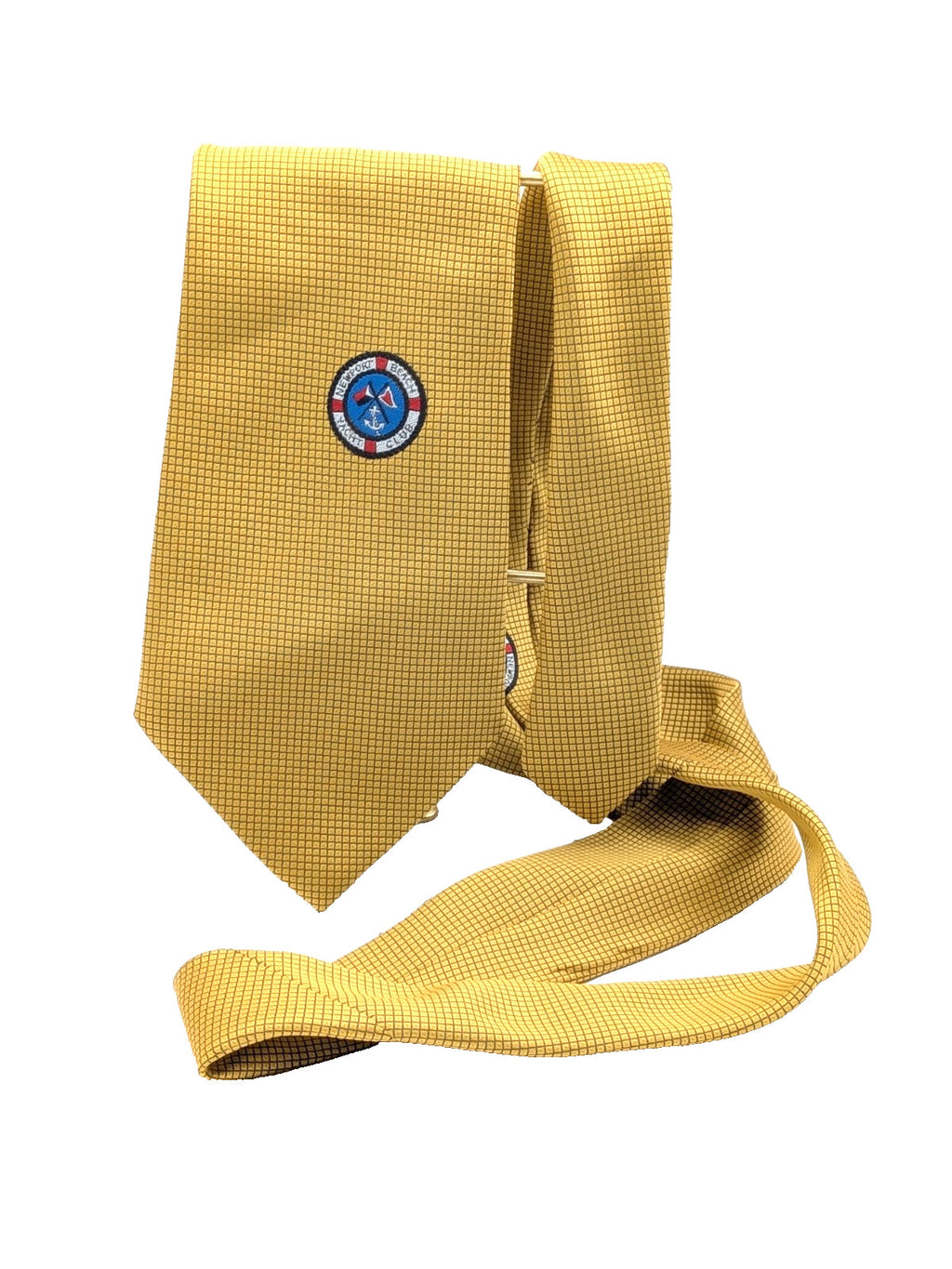 Cravatta Vintage 100% Seta Made in Italy Newport Beach Club Oro Nautica Ricamo