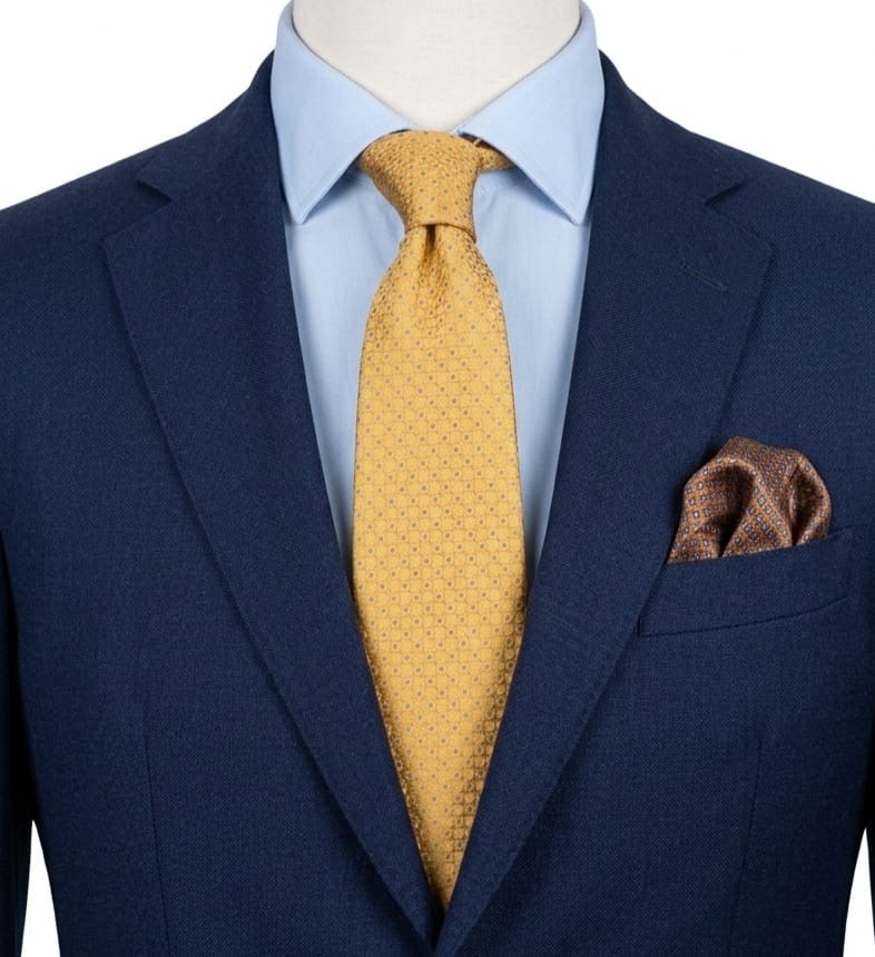 Cravatte Cravatta Uomo Oro Senape Fantasi Geometrica Elegante Made Italy vintage