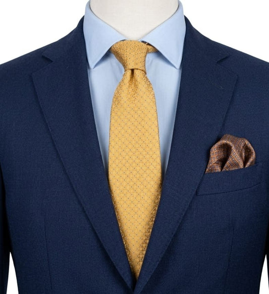Cravatte Cravatta Uomo Oro Senape Fantasi Geometrica Elegante Made Italy vintage