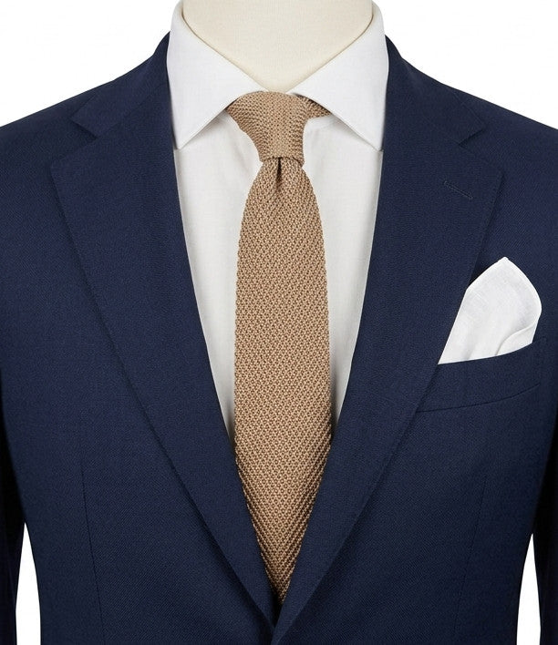 Cravatta uomo in maglia beige sabbia - foto 1