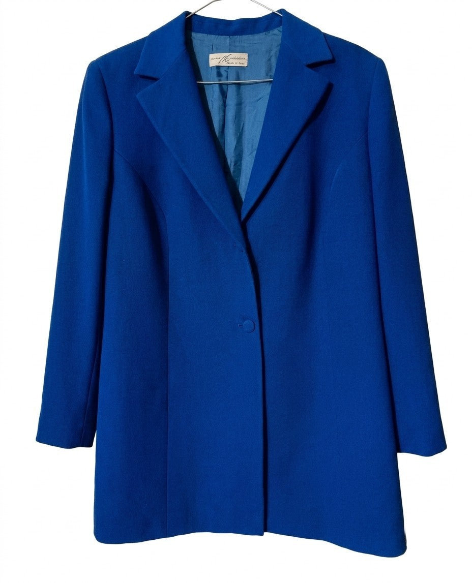 Tailleur Vintage Anna Castellaro Donna Blu Navy Taglia 45 IT Sartoriale Elegante