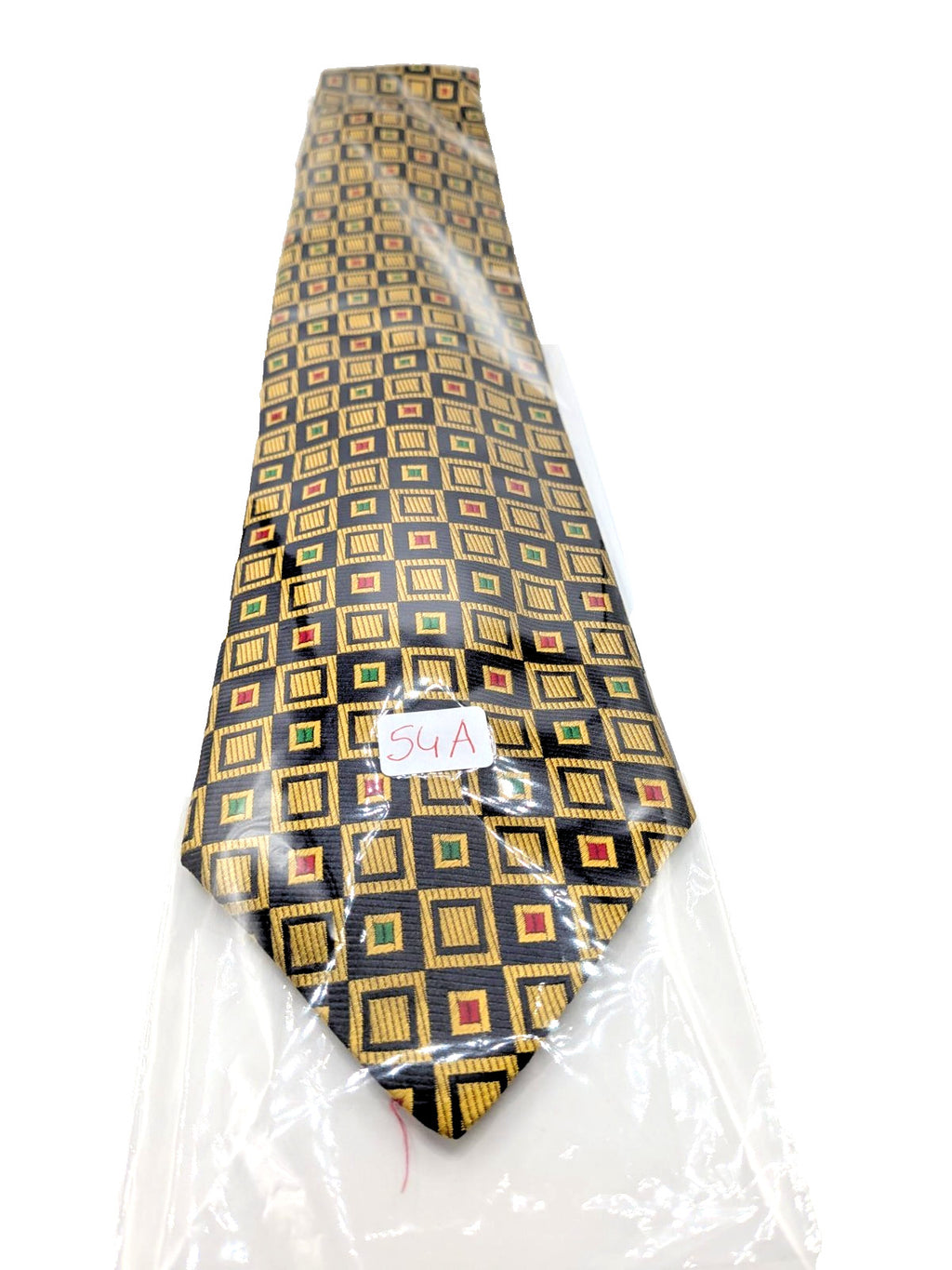 Cravatta Luca Casiraghi 100% Seta Blu Oro Geometrica Made in Italy Vintage Uomo