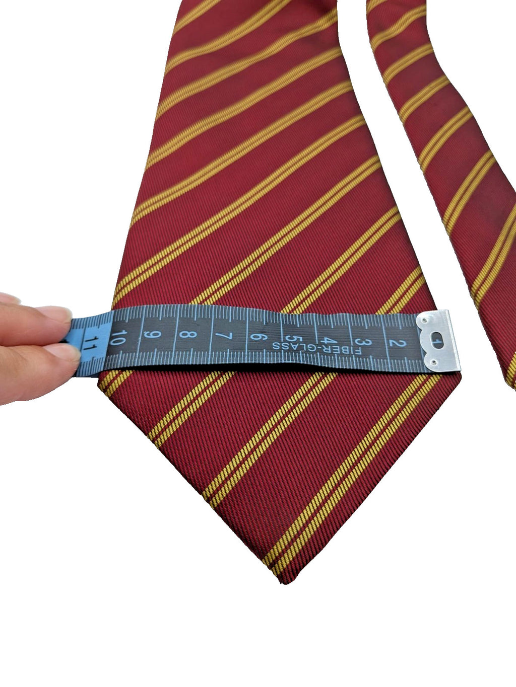 Bordeaux vintage necktie burgundy with gold diagonal stripes, 100% silk, classic regimental style.