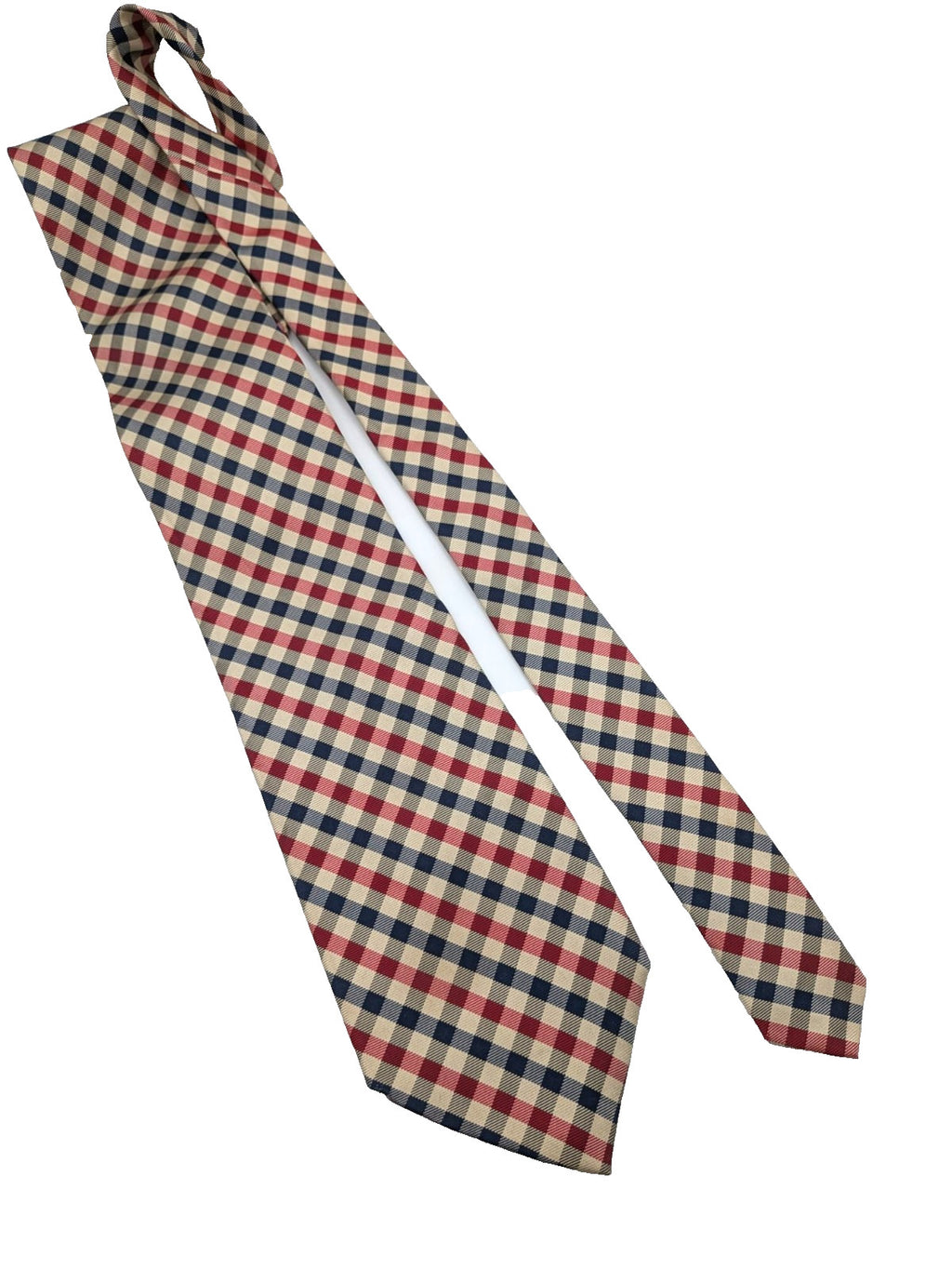 Cravatta Nouvelle Paris 100% Seta Check Blu Rosso Beige Uomo Elegante Vintage