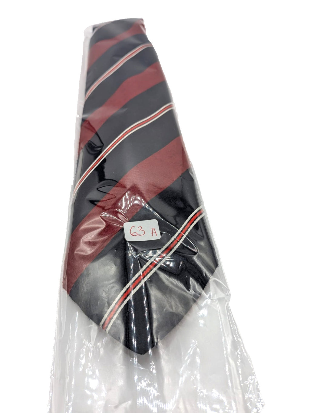 Blazer necktie navy with regimental diagonal stripes in blue, burgundy, white, and red.