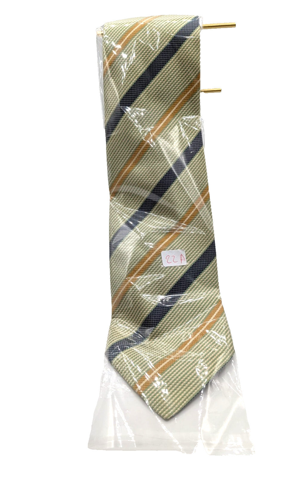 Andrea Silardi Cravatta Uomo 100% Seta Righe Verde Salvia Blu Oro Made in Italy