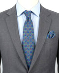 Cravatta DORMER Vintage 100% Seta Blu Verde Oro Made in Italy Luxury Silk Tie 9c