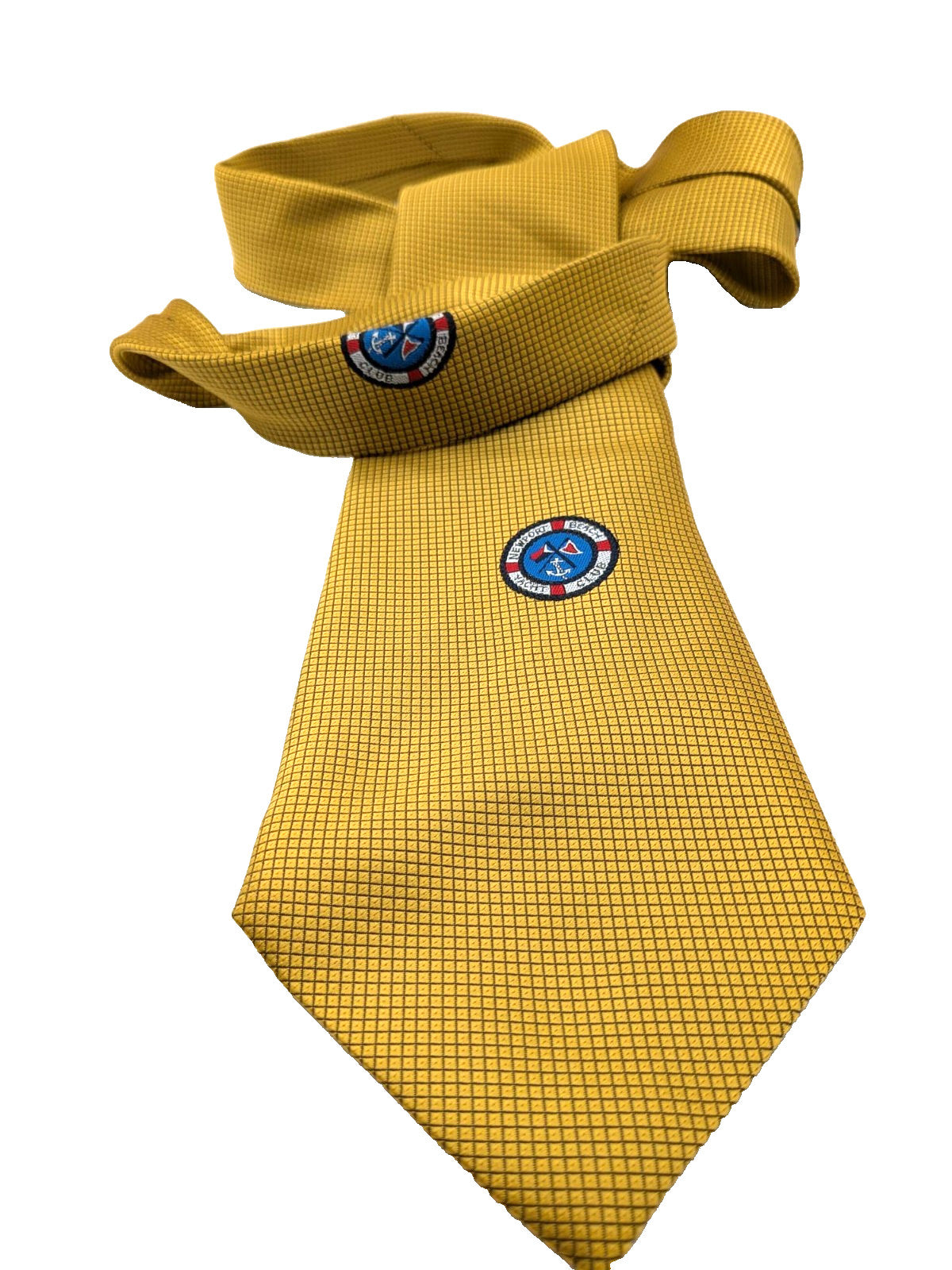 Cravatta Vintage 100% Seta Made in Italy Newport Beach Club Oro Nautica Ricamo