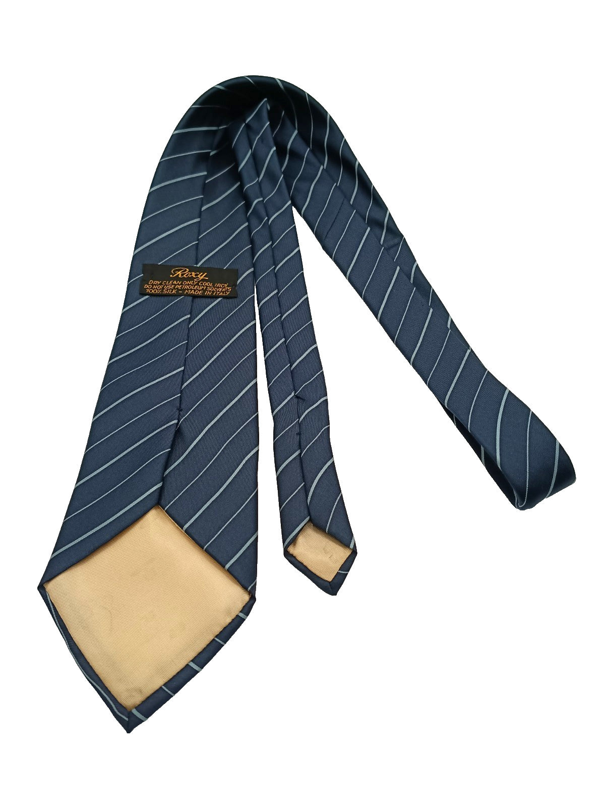 Cravatta Vintage ROXY 100% Seta Blu Righe Celesti 9cm Made in Italy Luxury Tie