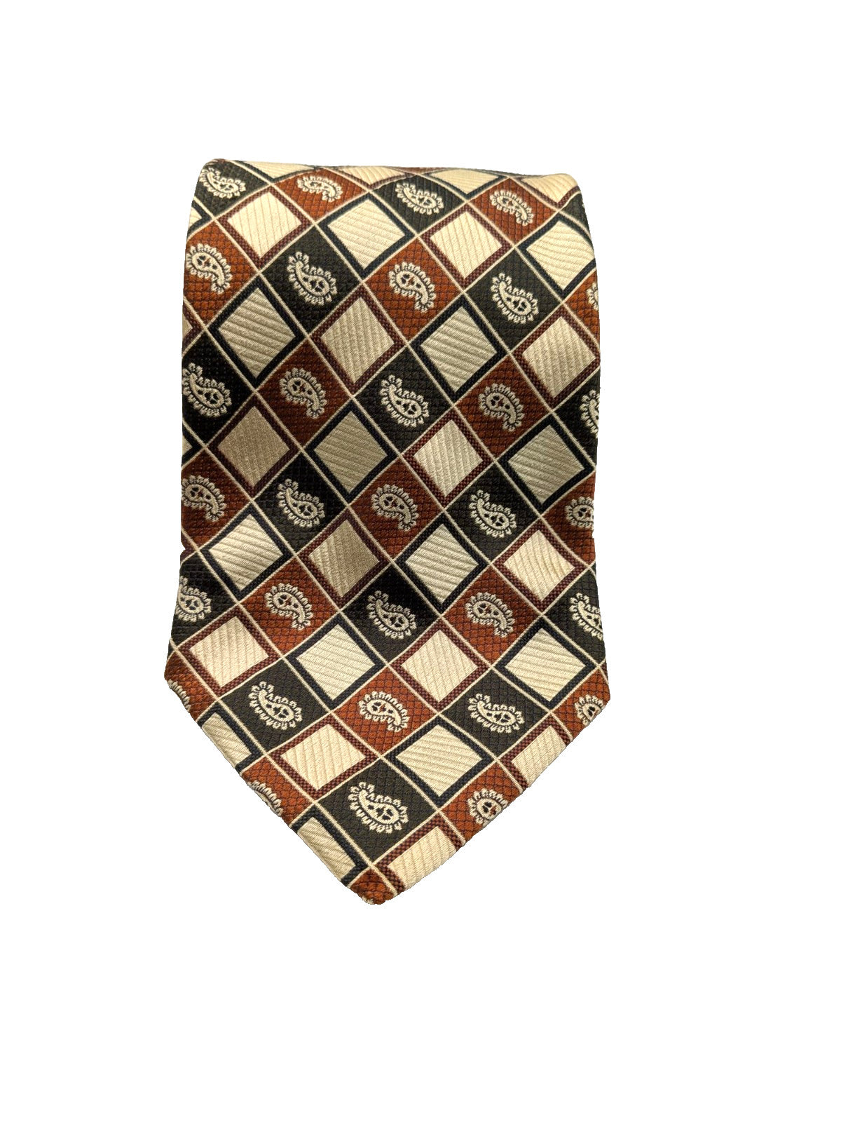 Cravatta Vintage Egon von Furstenberg 100% Seta Made in Italy Paisley Geometrica