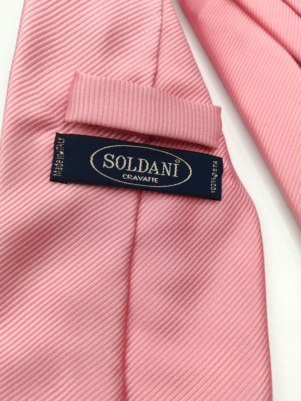 Cravatta Vintage Soldani 100% Seta Rosa Salmone Tinta Unita Made in Italy 9cm