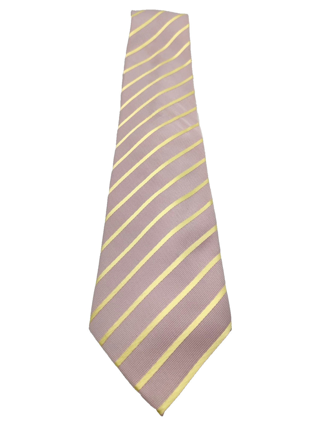 Cravatta Regimental 100% Seta Righe Lilla Giallo Elegante Cerimonia Business 9cm