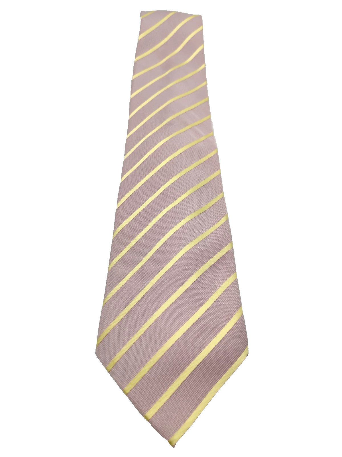 Cravatta Regimental 100% Seta Righe Lilla Giallo Elegante Cerimonia Business 9cm