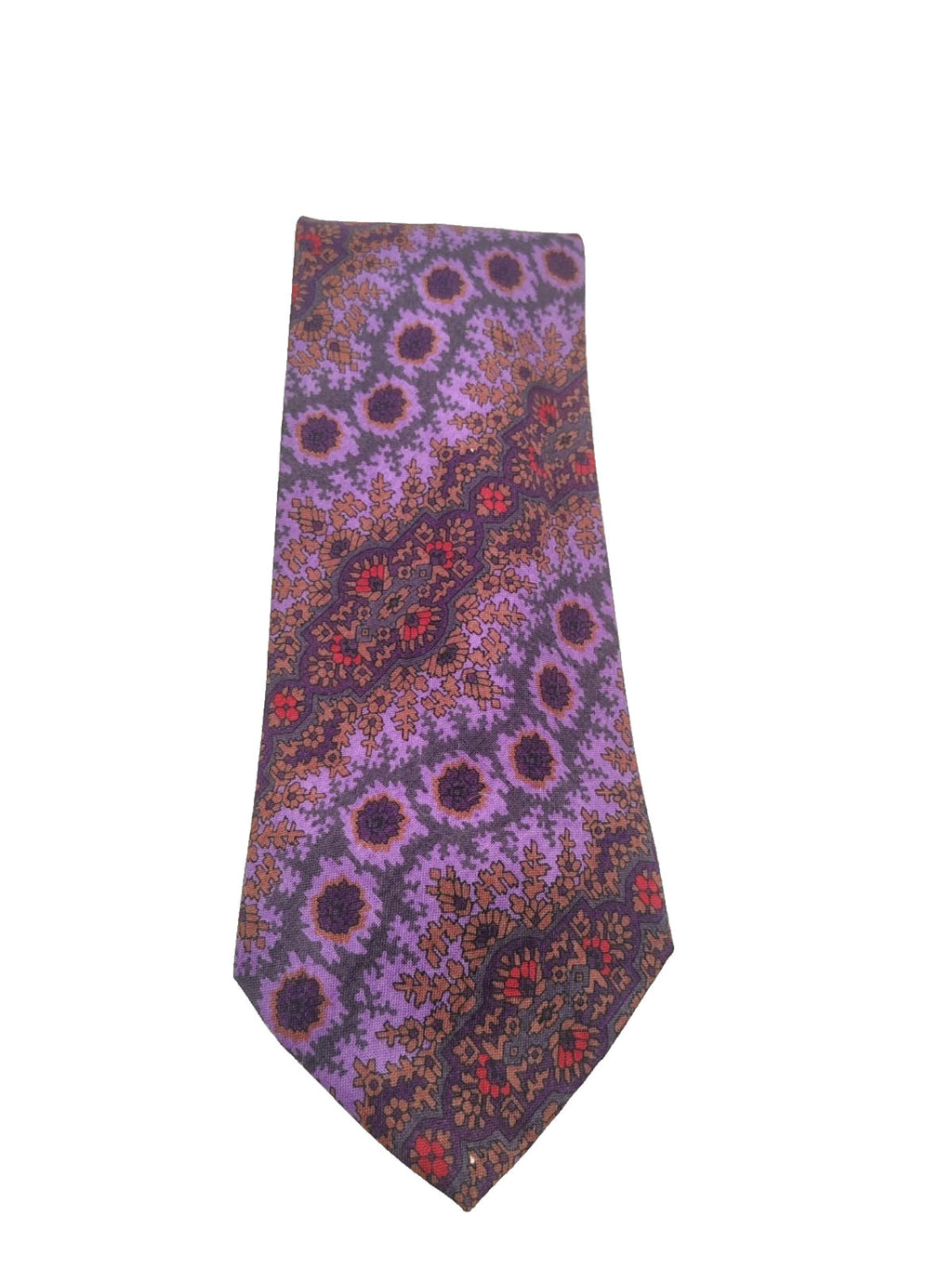 Cravatta Johnny Lambs Milano Vintage 100% Cotone Fantasia Astrale Viola/Bordeaux