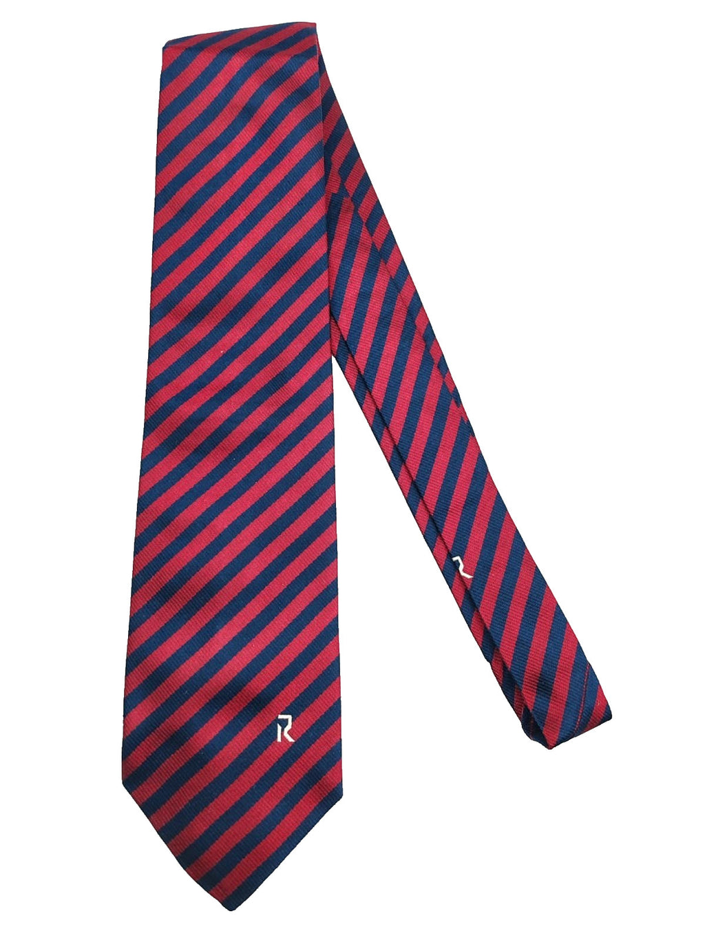 Cravatta RAMAZZOTTI 100% Seta Silk Made in Italy Regimental Rossa Blu Logo Vinta