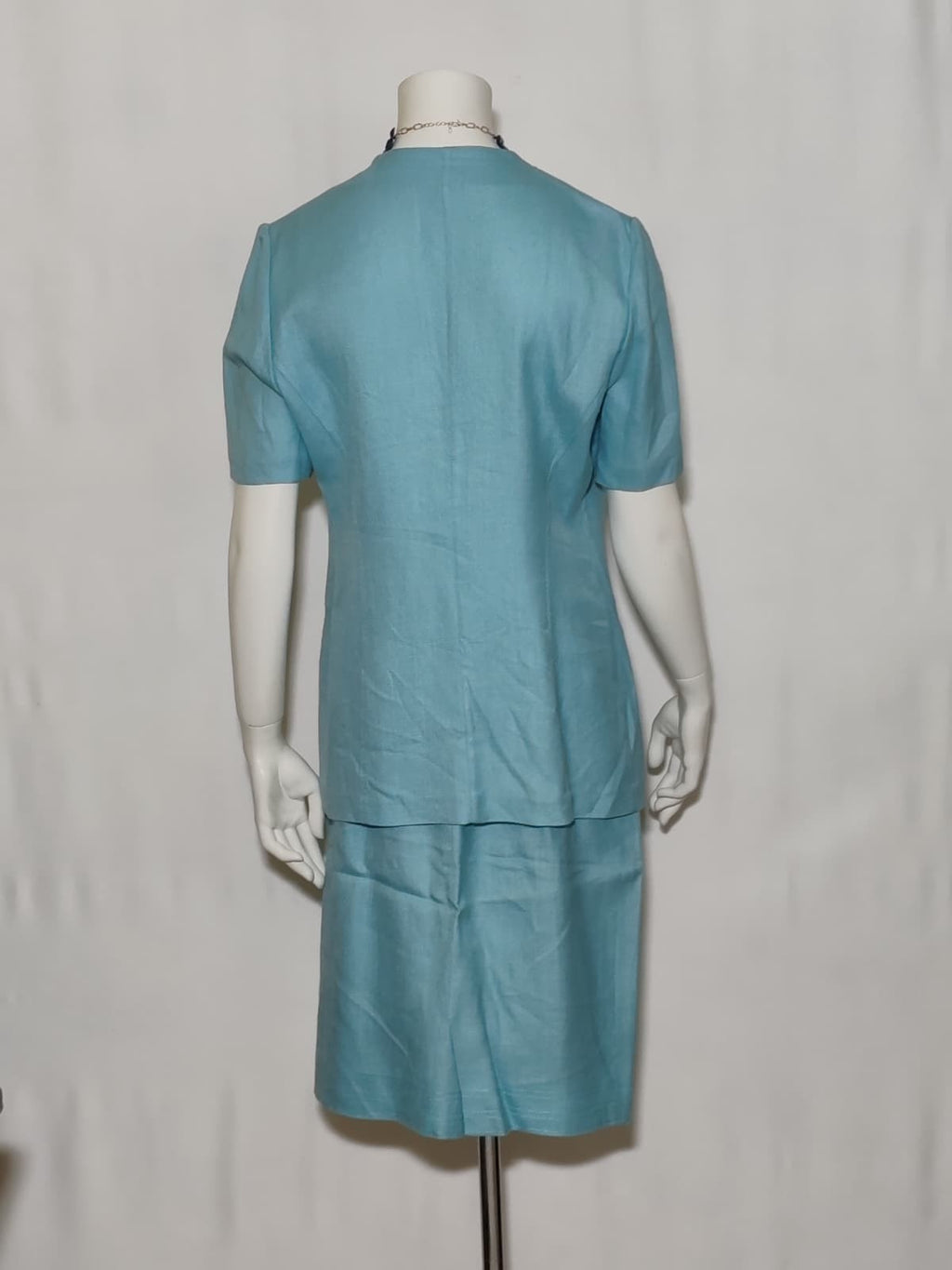 Tailleur Vintage Donna Azzurro Acqua Viscosa 100% Completo Gonna Giacca Italy 44