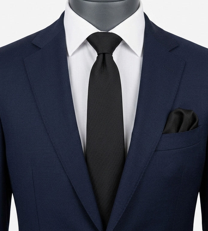 Bianca black necktie 100% polyester diagonal texture elegant design