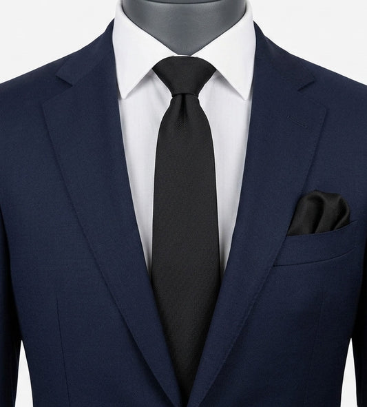 Bianca black necktie 100% polyester diagonal texture elegant design