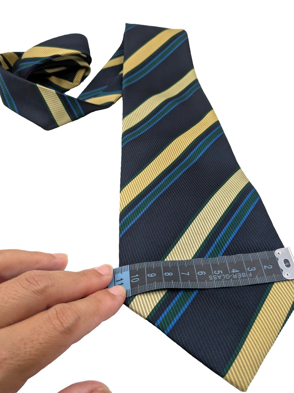 Hardy Amies Cravatta Uomo Blu Navy Righe Regimental Beige Verde Made in Italy 9