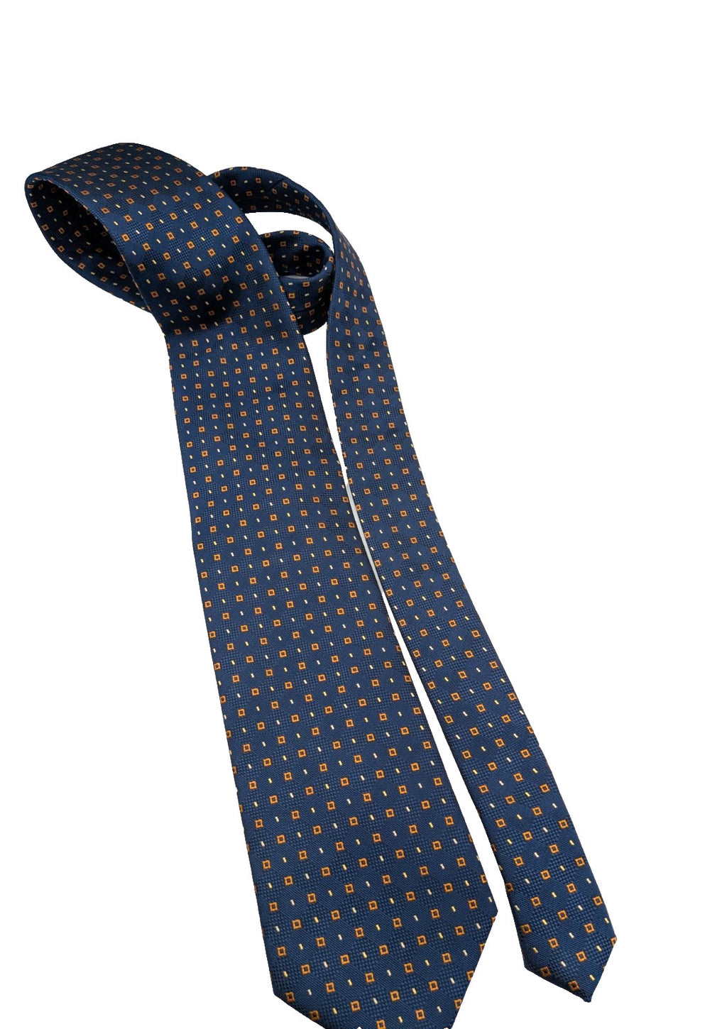 Cravatta KUVE Uomo Blu Fantasia Micro Geometrica Elegante Business 100% Polieste