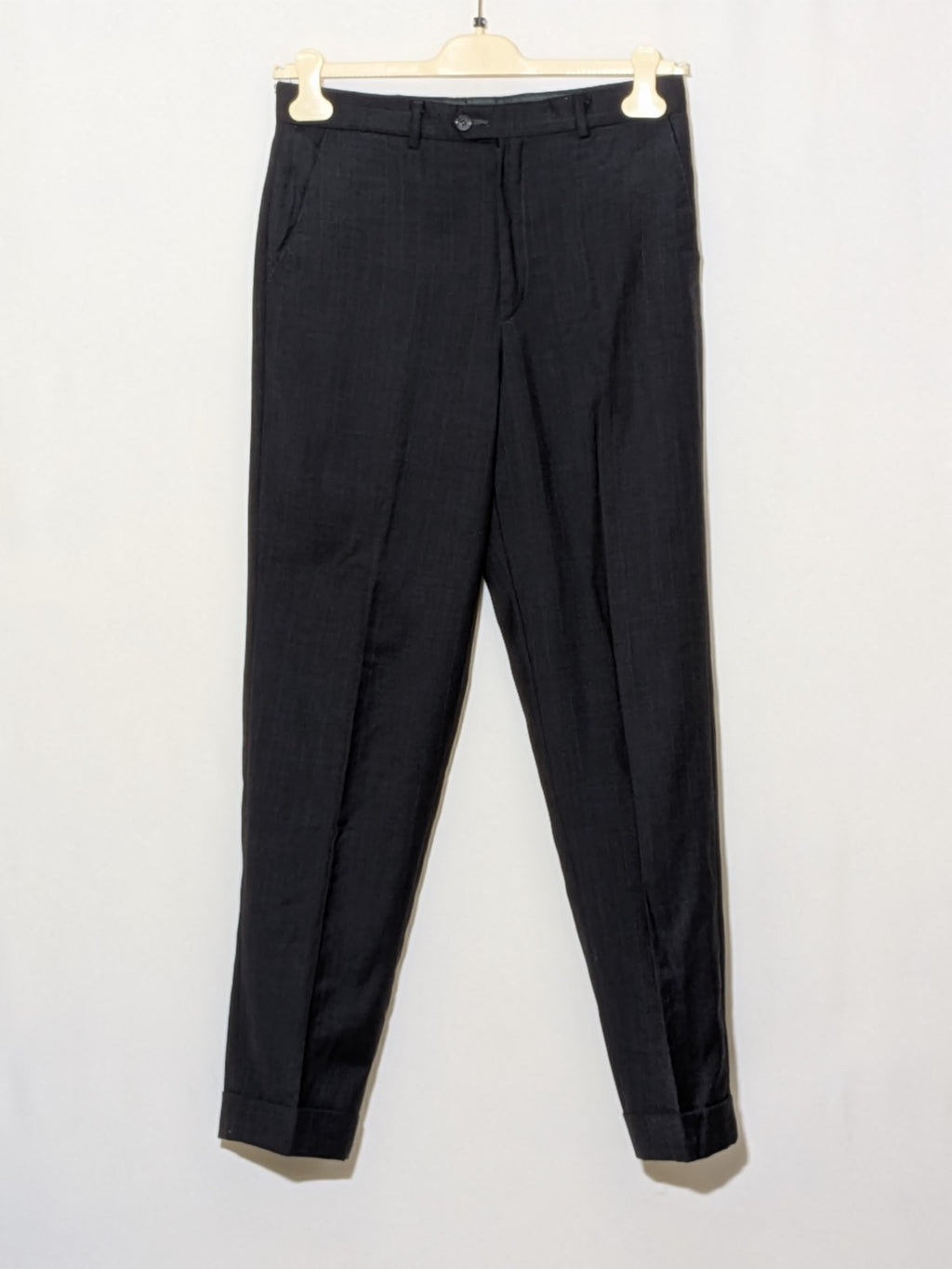 Abito Uomo Vintage Pura Lana Vergine Grigio Antracite Gessato Tg 46/48 Italy