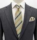 Andrea Silardi Cravatta Uomo 100% Seta Righe Verde Salvia Blu Oro Made in Italy