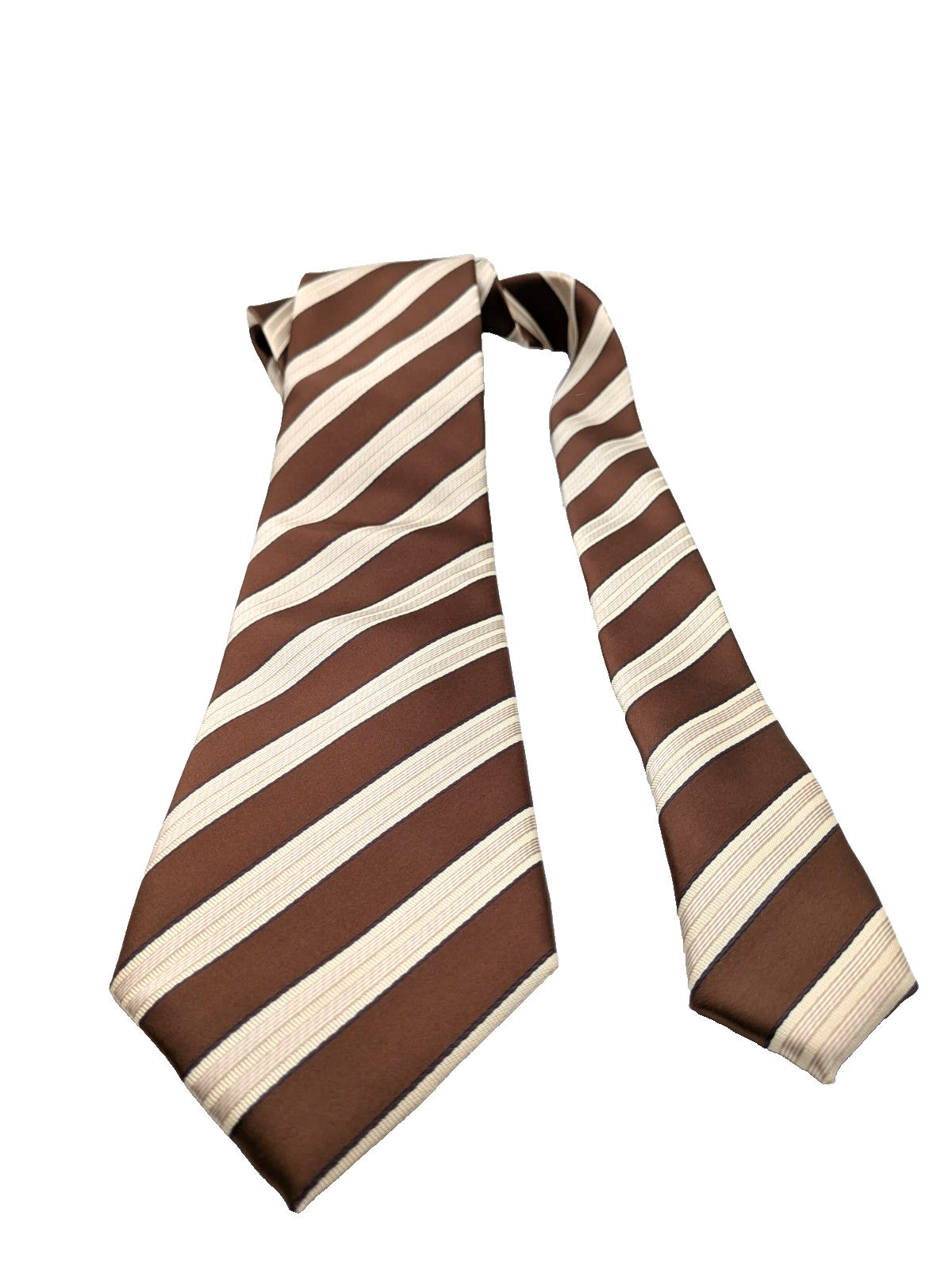 Cravatta Sartoria Canelli 100% Seta Fatta a Mano Made in Italy Righe Marrone