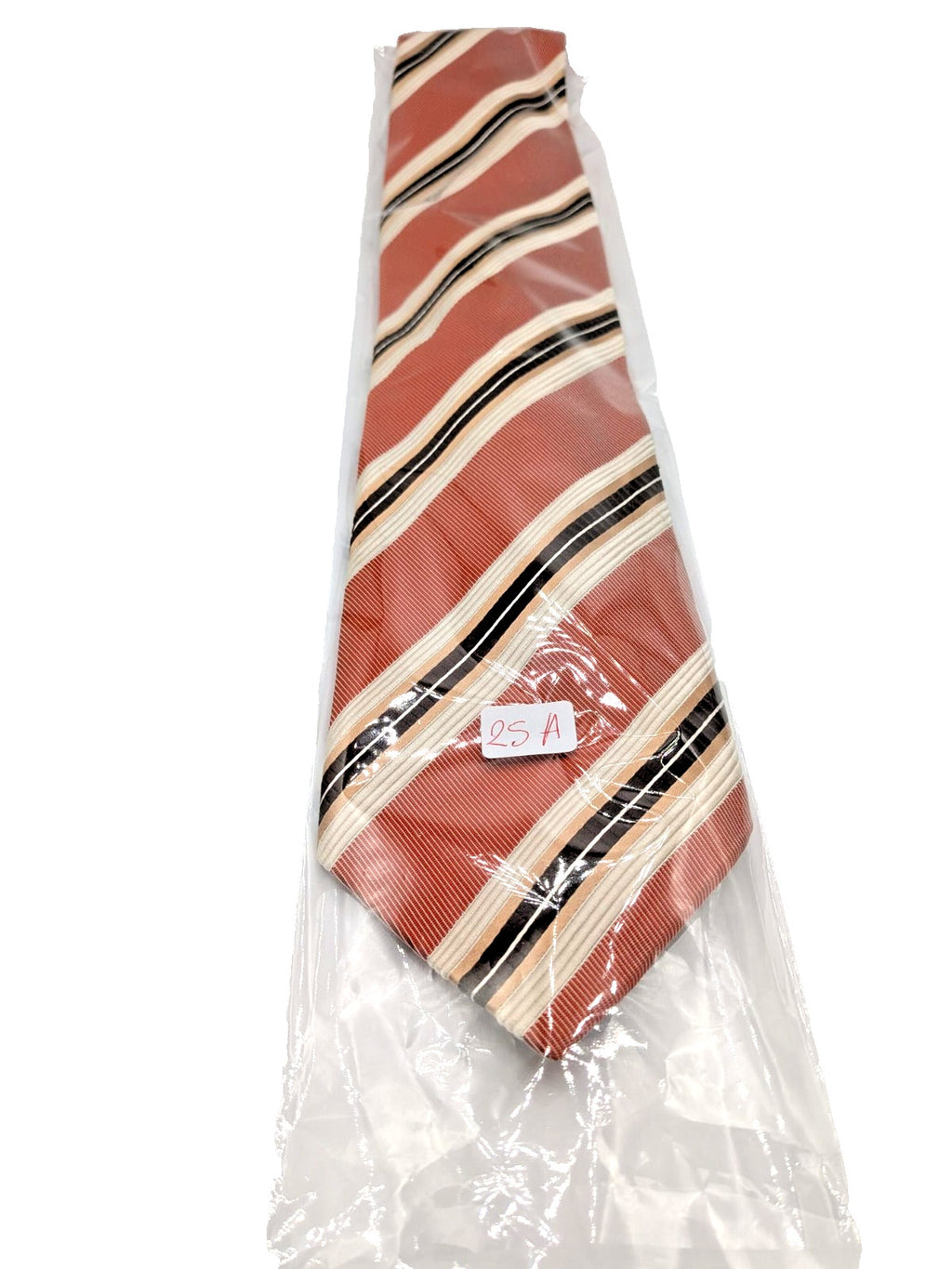 Canali Cravatta Uomo 100% Seta Made in Italy Regimental Salmone Righe 9 cm