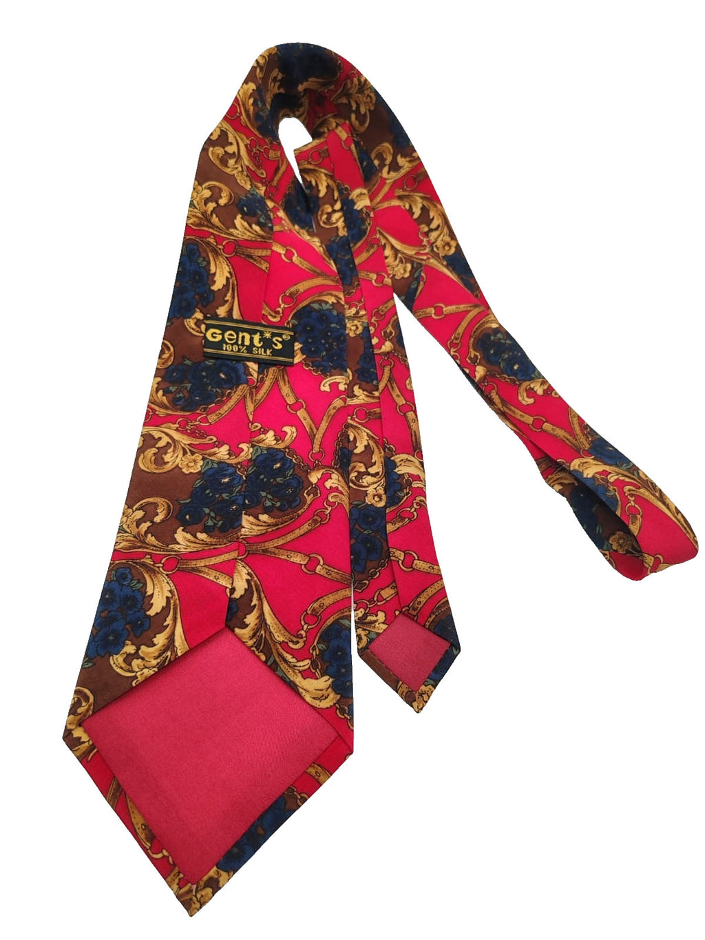 Cravatta GENT'S 100% Seta Vintage Made in Italy Rossa Oro Barocca Cerimonie