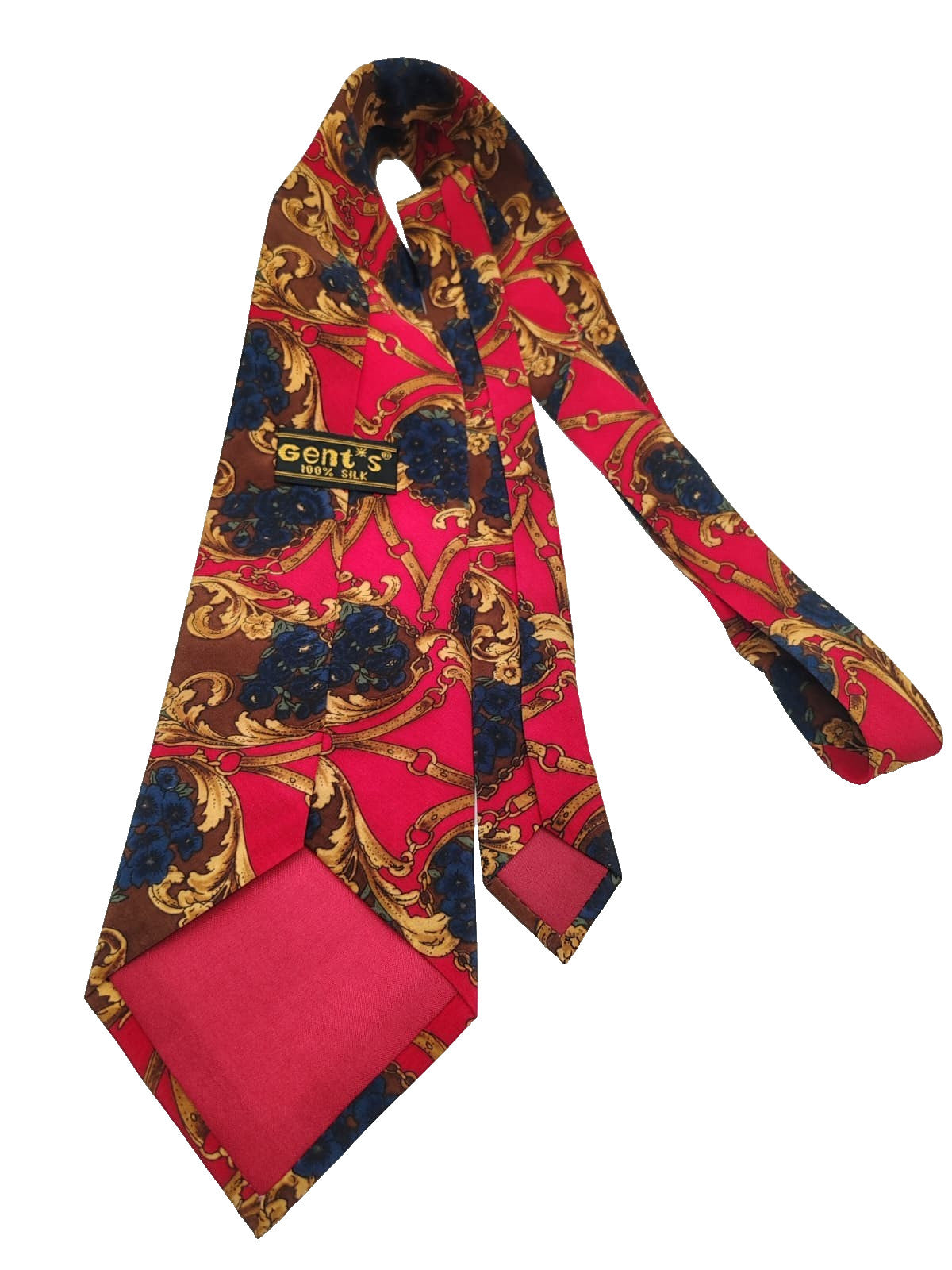 Cravatta GENT'S 100% Seta Vintage Made in Italy Rossa Oro Barocca Cerimonie