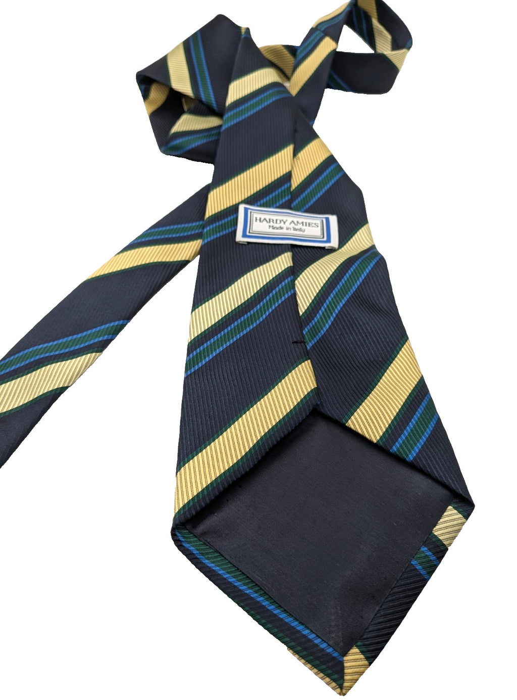 Hardy Amies Cravatta Uomo Blu Navy Righe Regimental Beige Verde Made in Italy 9