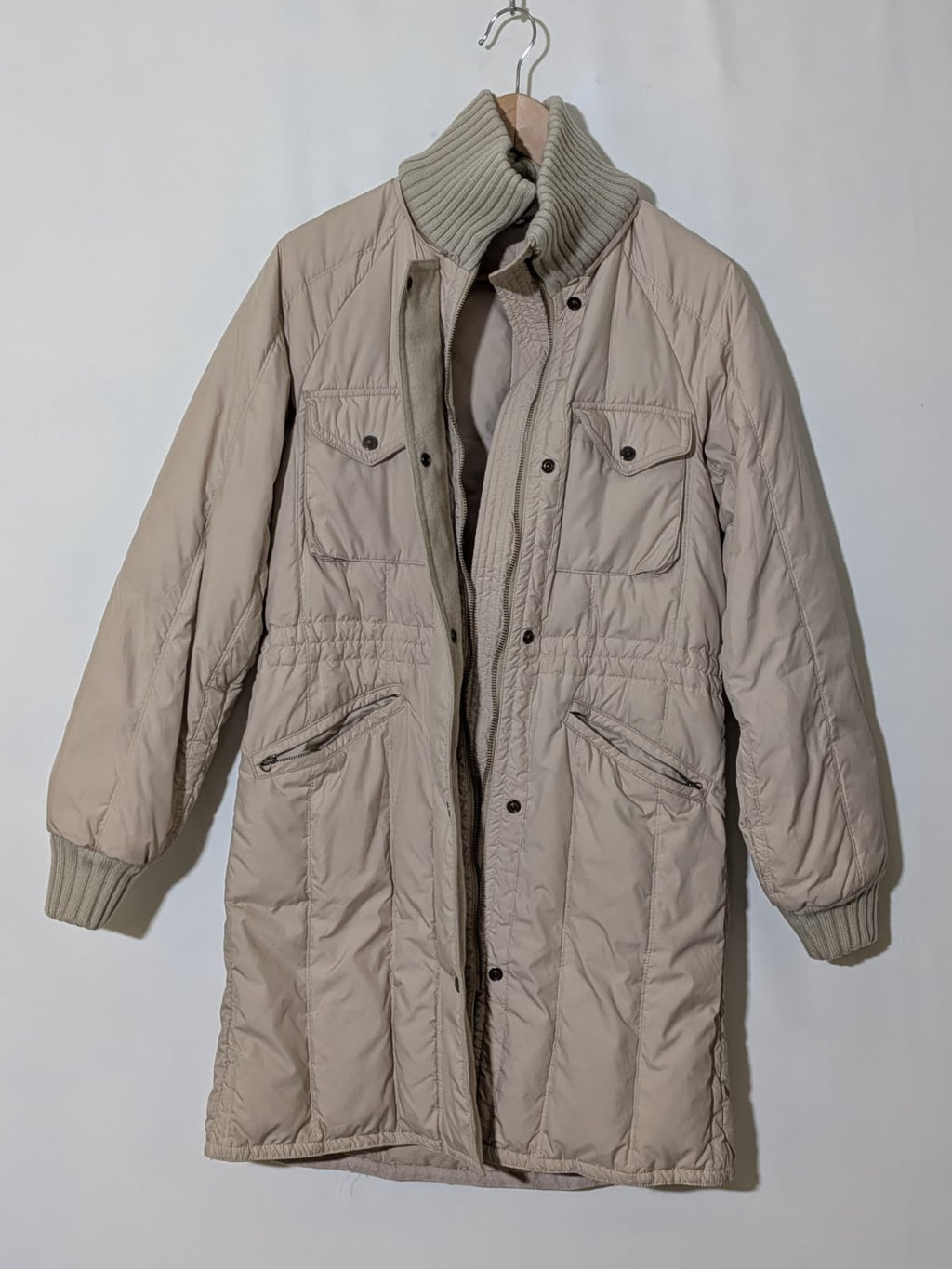 Piumino Donna Vintage Beige Lungo Parka Caldo Invernale Casual Giacca Taglia 40