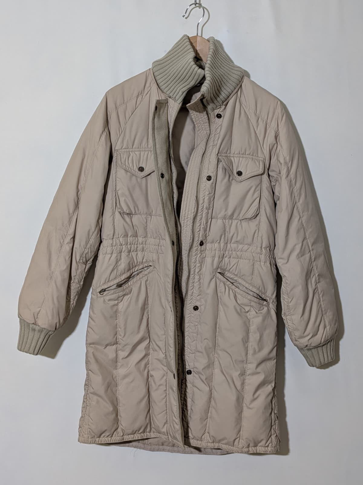 Piumino Donna Vintage Beige Lungo Parka Caldo Invernale Casual Giacca Taglia 40
