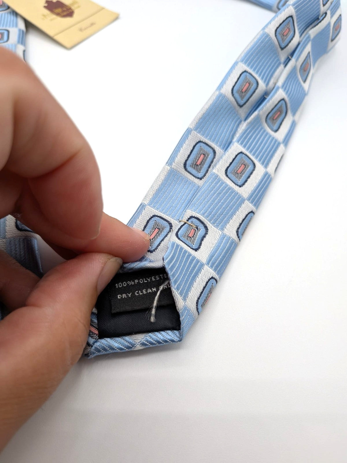 Cravatta Il Principe di Napoli Azzurra Fantasia Geometrica Uomo Elegante Nuova