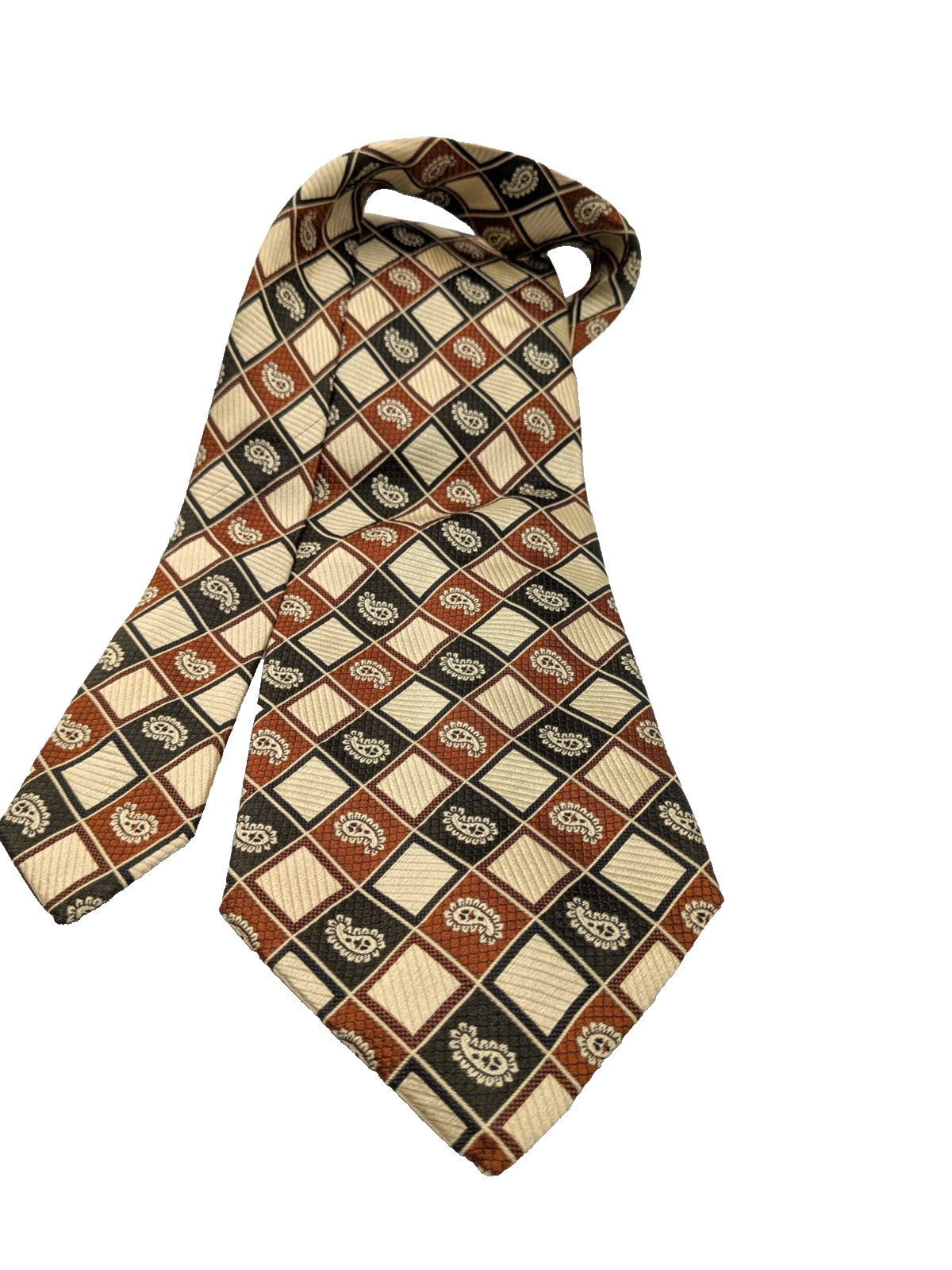 Cravatta Vintage Egon von Furstenberg 100% Seta Made in Italy Paisley Geometrica