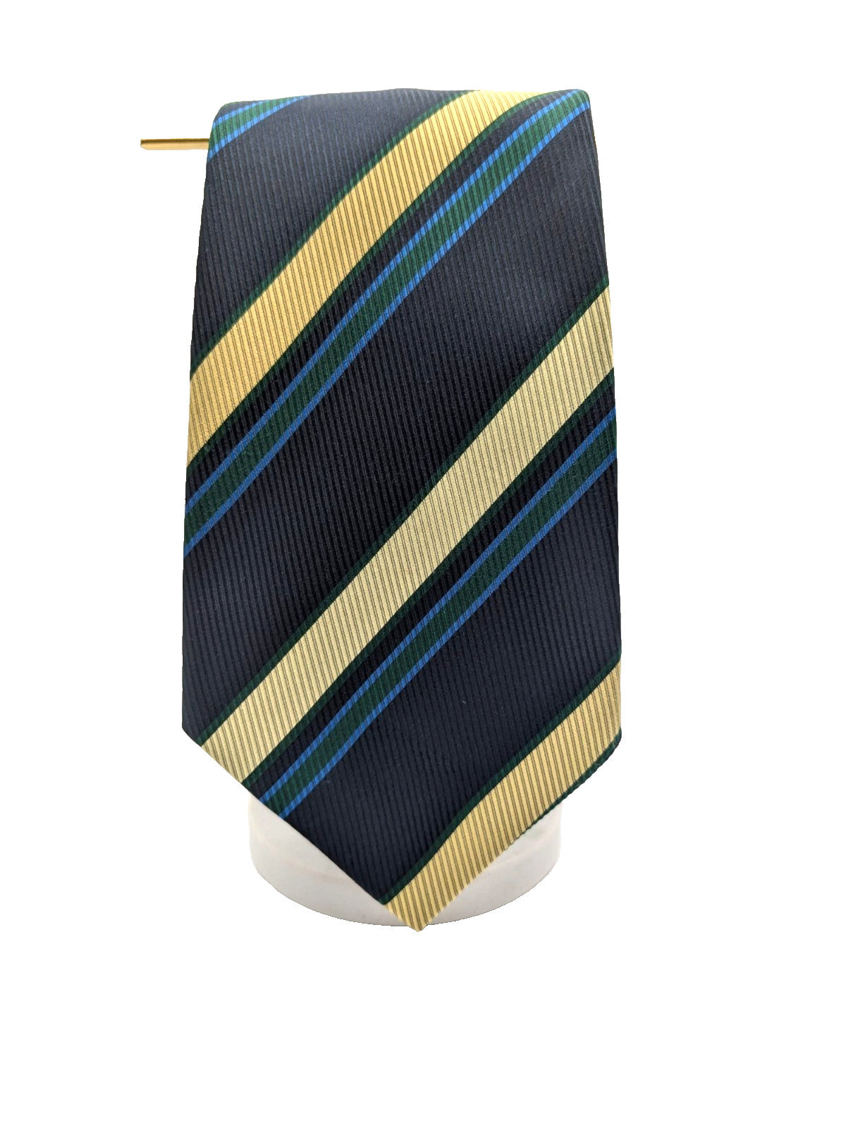 Hardy Amies Cravatta Uomo Blu Navy Righe Regimental Beige Verde Made in Italy 9