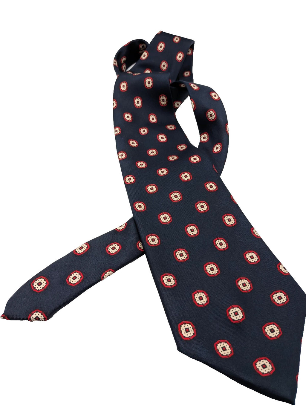 Carven Paris Cravatta Uomo Blu Navy Fantasia Made in France Vintage 9,5 cm