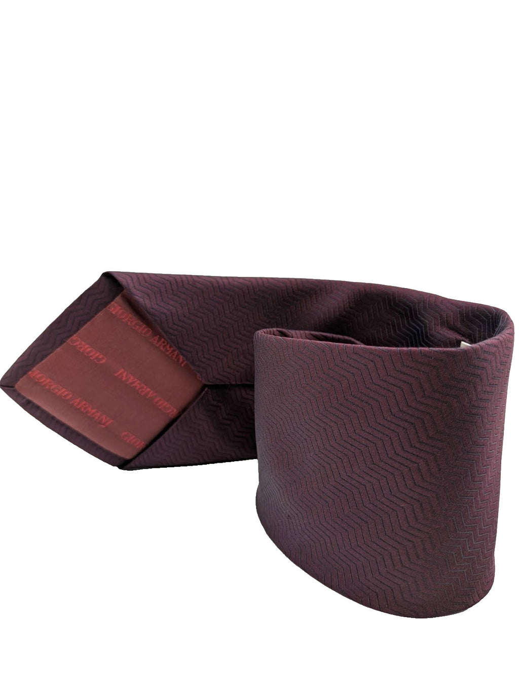Armani Collezioni Cravatta Uomo 100% Seta Made in Italy Bordeaux Jacquard 9 cm