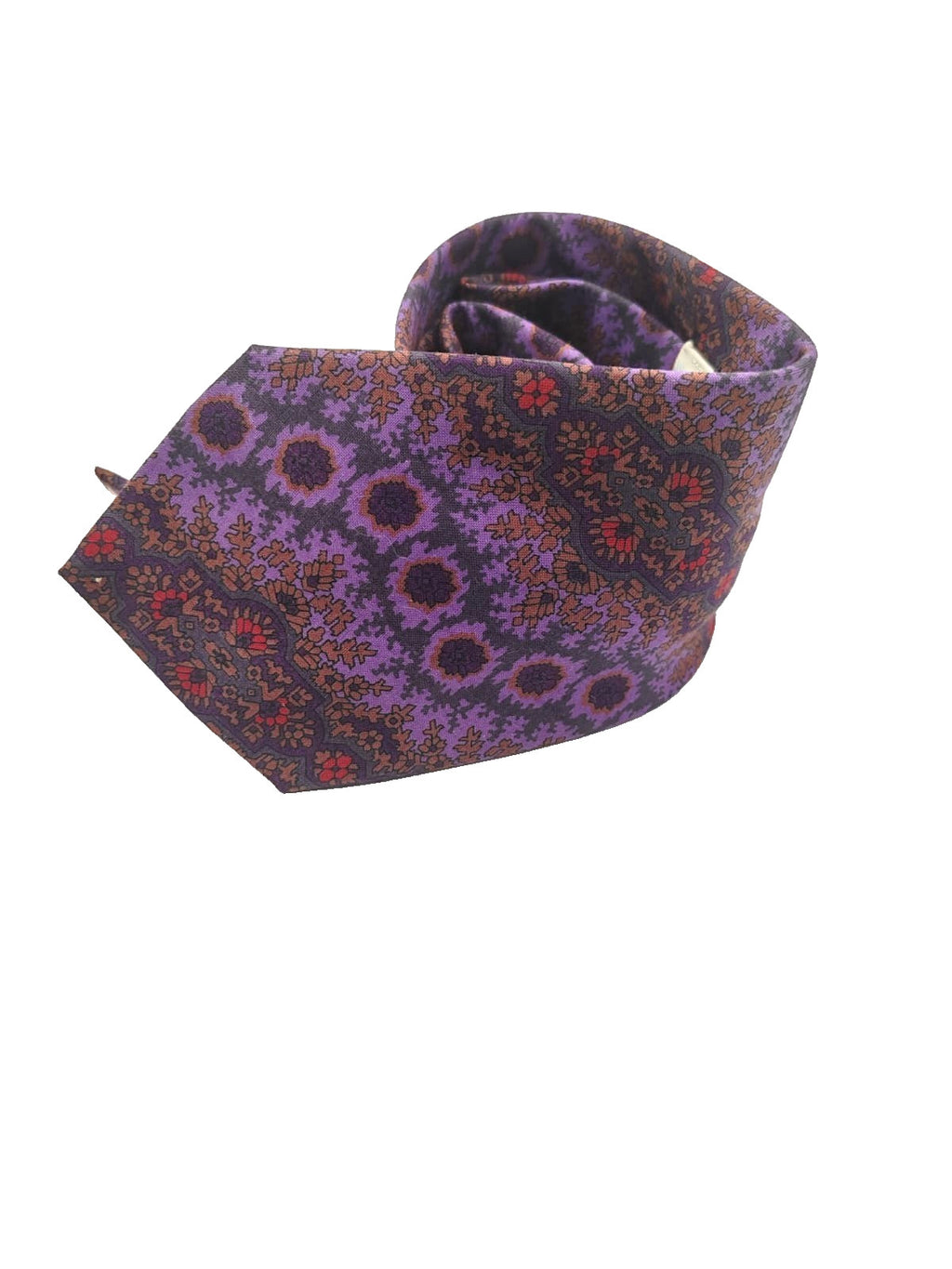 Cravatta Johnny Lambs Milano Vintage 100% Cotone Fantasia Astrale Viola/Bordeaux