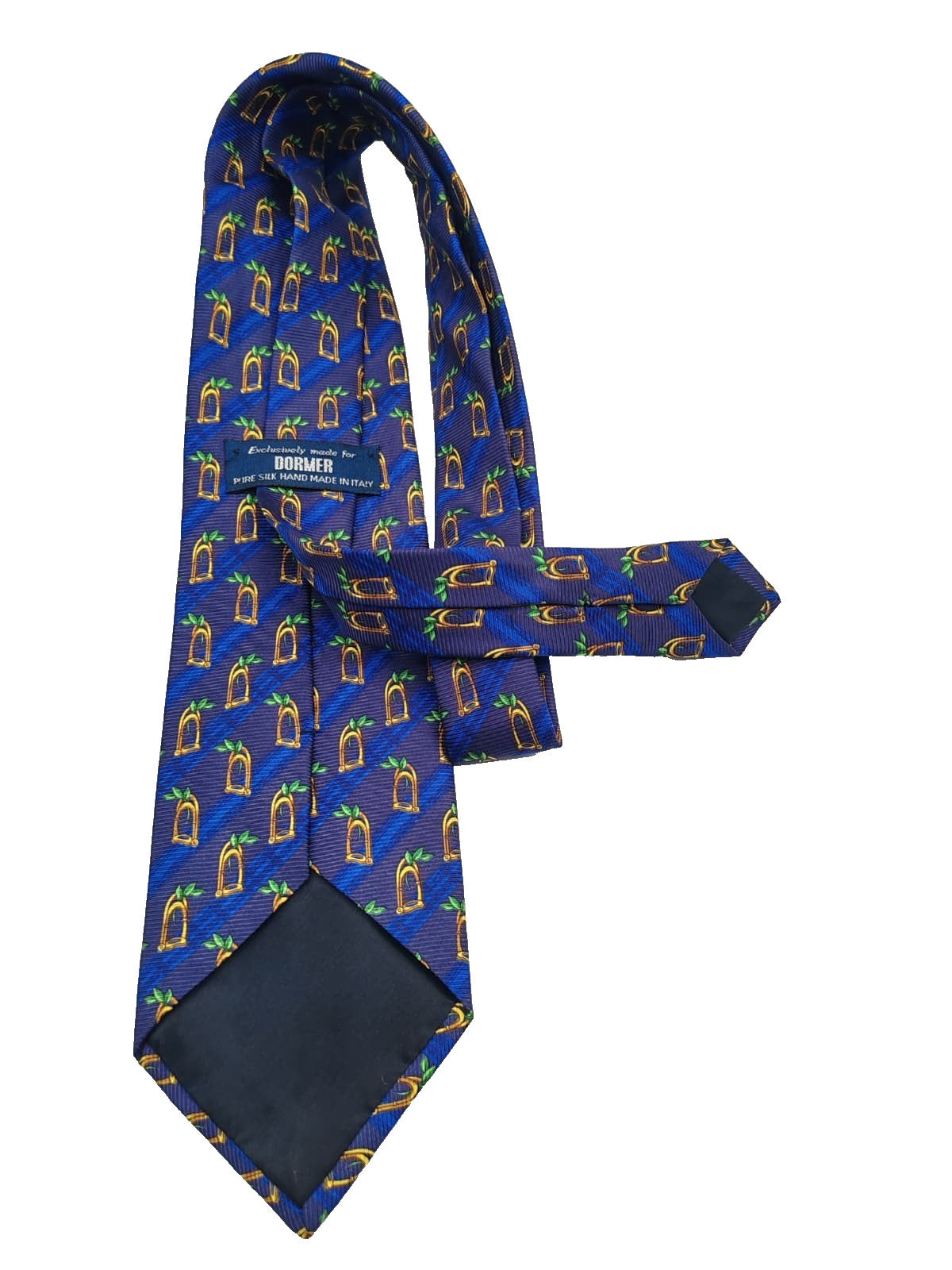 Cravatta DORMER Vintage Seta Pura Hand Made in Italy Blu Giallo Luxury Silk Tie