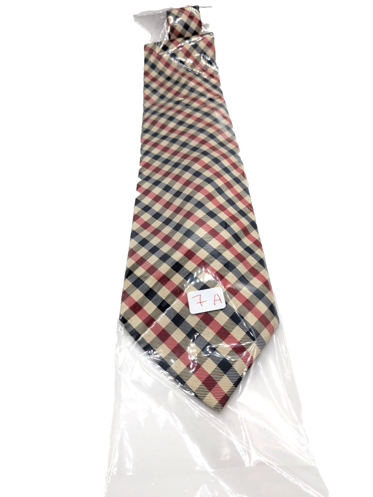 Cravatta Nouvelle Paris 100% Seta Check Blu Rosso Beige Uomo Elegante Vintage