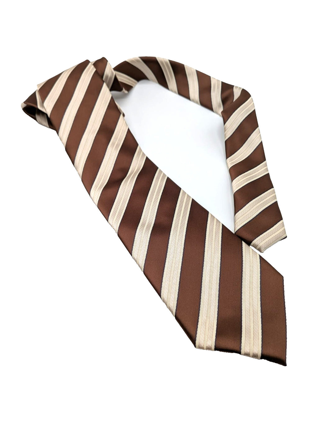 Cravatta Sartoria Canelli 100% Seta Fatta a Mano Made in Italy Righe Marrone