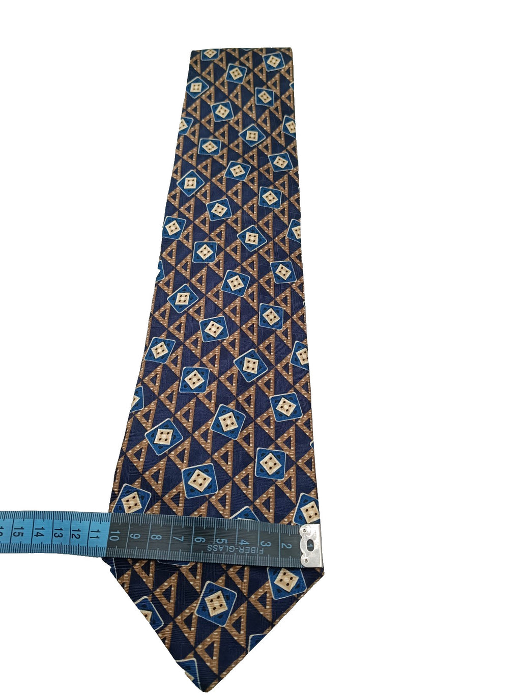 Cravatta Andrew's Ties Milano 100% Seta Geometrica Blu Made in Italy Vintage