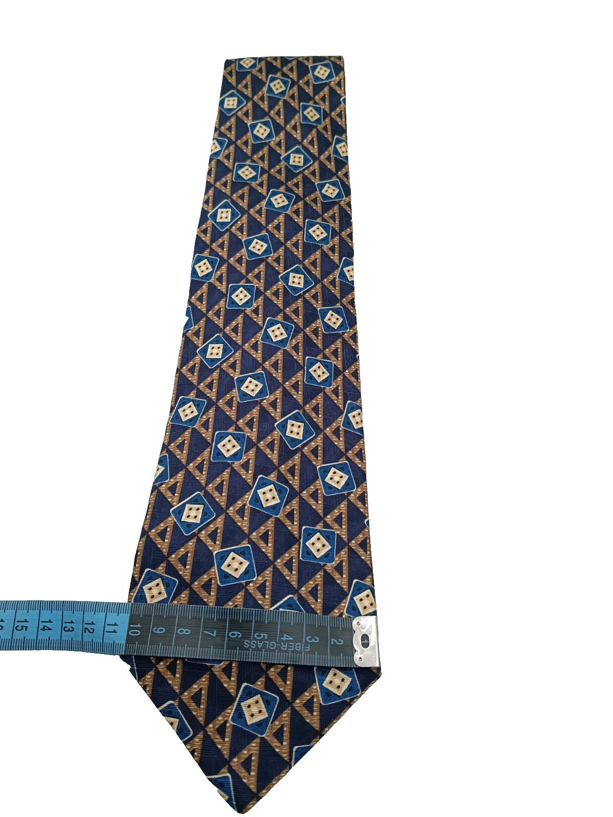 Cravatta Andrew's Ties Milano 100% Seta Geometrica Blu Made in Italy Vintage